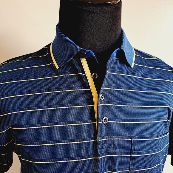 NEW Men's Montechiaro Blue Yellow Polo Shirt Size 50 / M - Picture 3 of 13